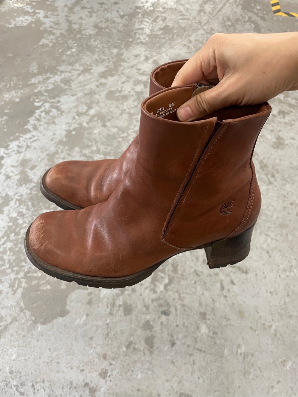Timberland Smart Comfort Brown Leather Heeled Boots Size 9
